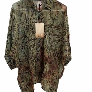 NWT Da-Nang Sheer Silk Long Sleeve Tunic Sz Small